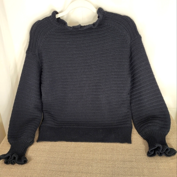 Madewell Ruffle Cotton Merino Sweater Small - Picture 2 of 8